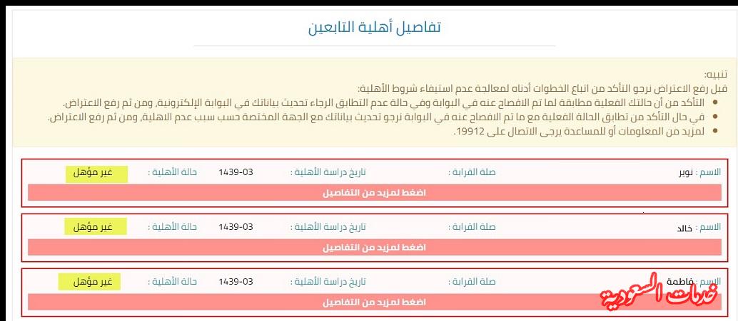 تفاصيل أهلية التابعين غير المؤهلين